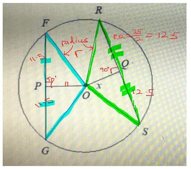 Find the value of x. If necessary, round your answer to the nearest tenth. O is the-example-1