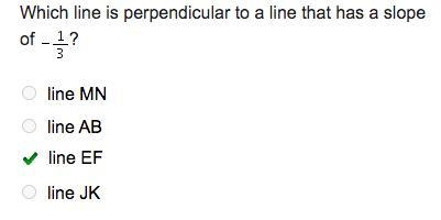 Which line is perpendicular to a line that has a slope of - 1/3 line MN line AB line-example-1