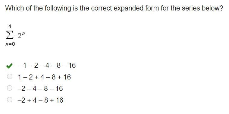 Which of the following is the correct expanded form for the series below?-example-1