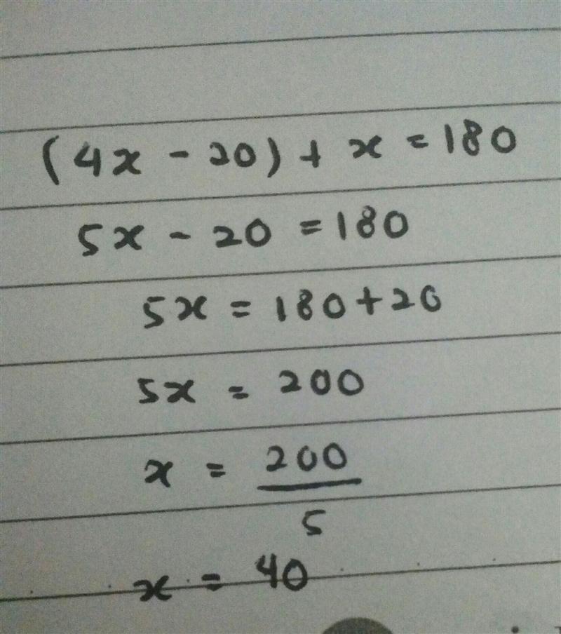 What is the value of x? x = 32 x = 36 x = 37 x = 40-example-1