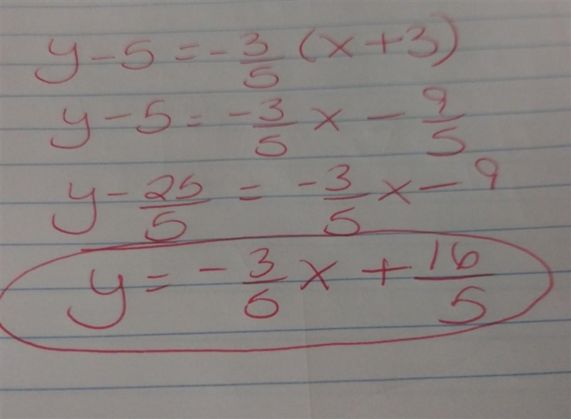 Graph a line with a slope of -2/5 that contains the point (-3,5)-example-1