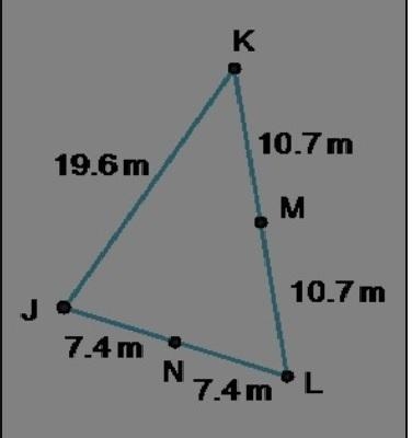 What is the distance between points M and N? meters 10.7 m 19.6 m 10.7 m 7.4m Nam-example-1