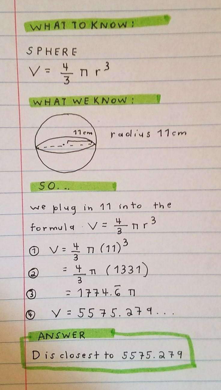 HURRY AND PLEASE HELP PLEASE A soccer ball has a raduis of 11cm. Using \pi what is-example-1