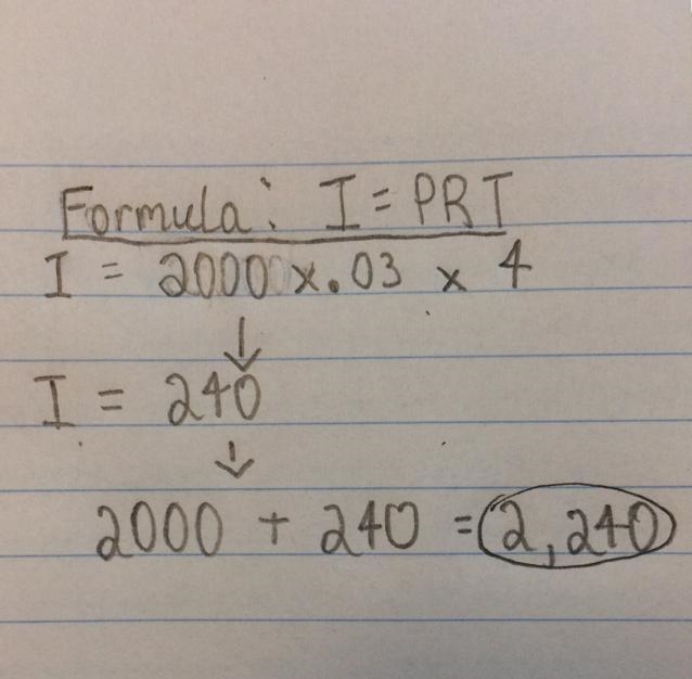 You borrow $2,000 for a period of 4 years. You are charged simple interest at a rate-example-1