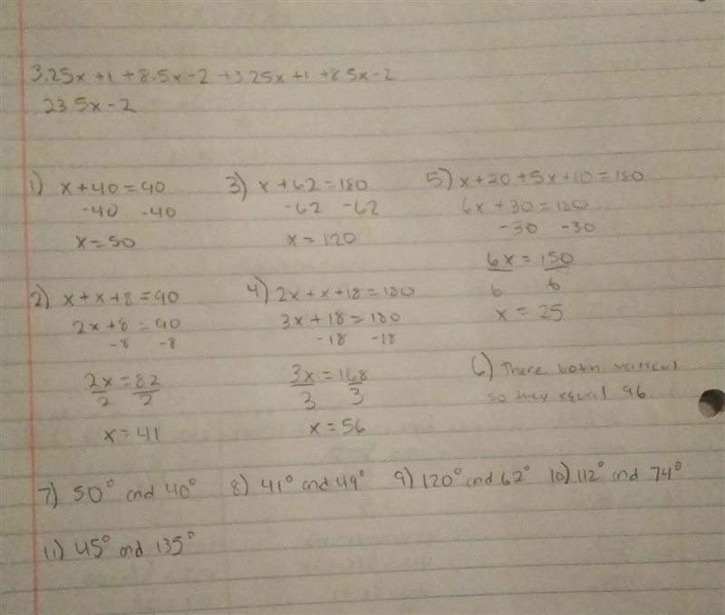 WRITE AN EQUATION FOR EACH PAIR OF ANGLES GIVEN AND SOLVE FOR X!-example-1