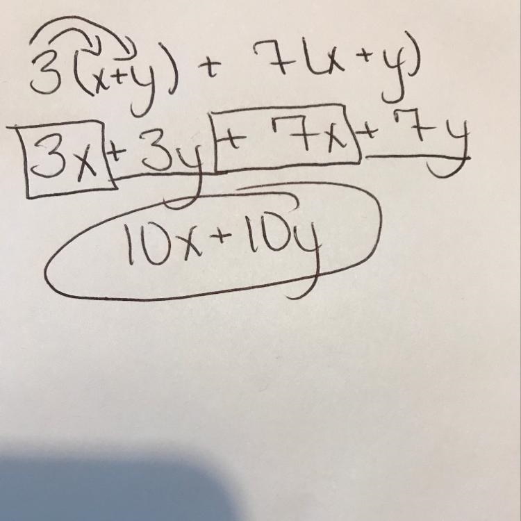 1. 3(x + y) + 7(x + y) ​-example-1