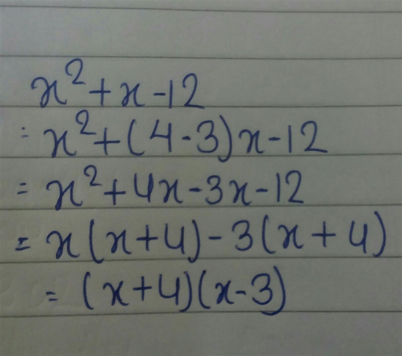 Explain how to factor x2 + x – 12 using algebra tiles.-example-1