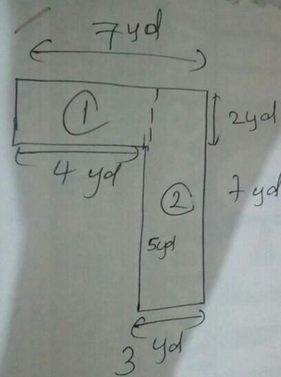 Find the area of the figure. (Sides meet at right angles)-example-1