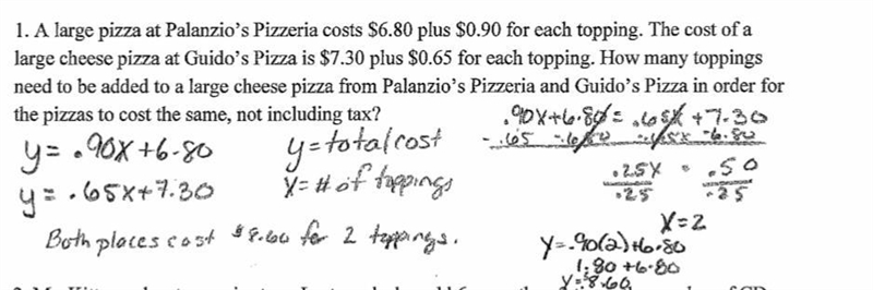 A large pizza at Palanzio’s Pizzeria costs $6.80 plus $0.90 for each topping. The-example-1