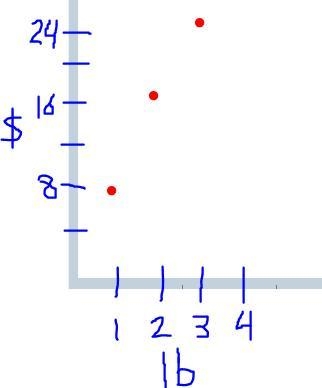 Meat costs $8.00 per pound at a store. What is the slope?-example-1