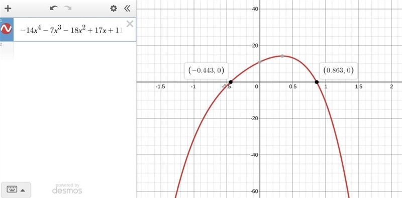 for the given function, determine consecutive values of x between which each real-example-2