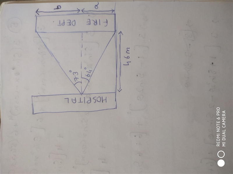 4) The hospital and the fire department are 46 meters apart. From a window in the-example-1