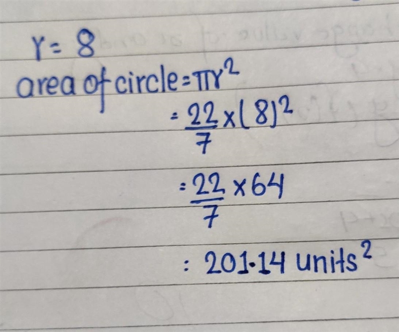 Find the area of a circle with a radius of 8. units?-example-1