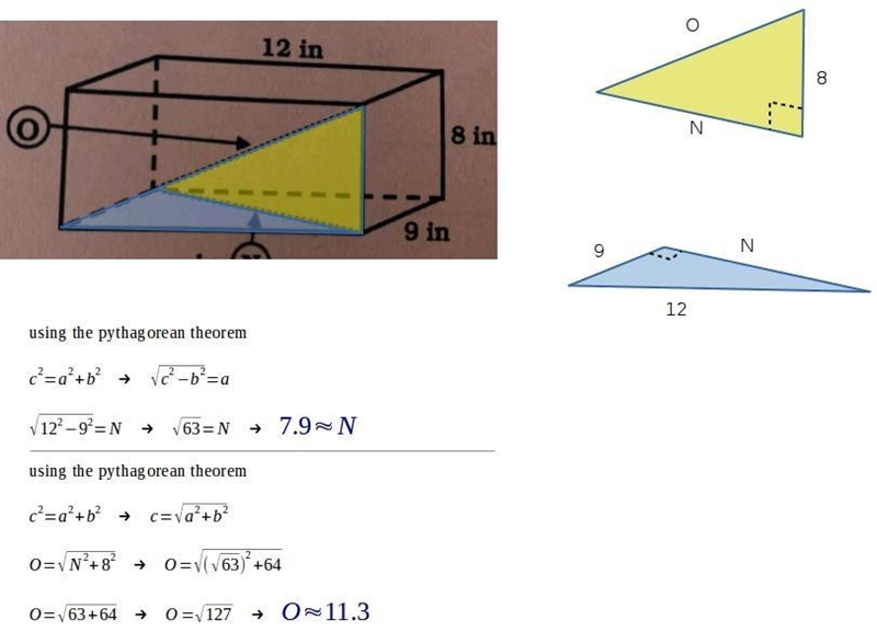 I need the value of O and N in the picture (the diagonal lengths)-example-1