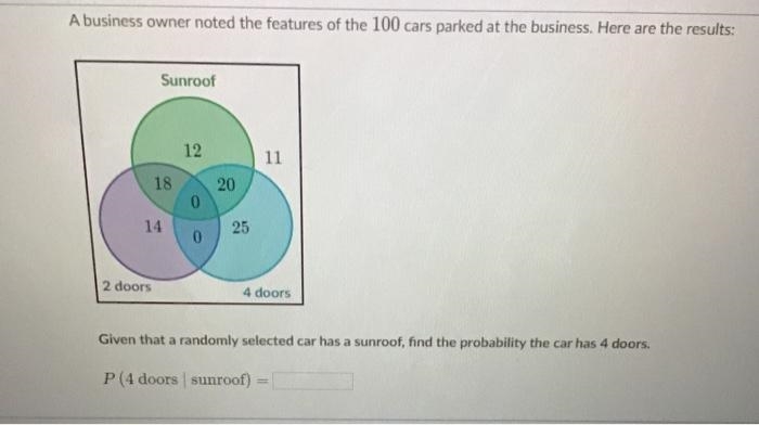 A business owner noted the features of the 100 cars parked at the business. Here are-example-1