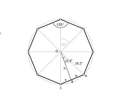 A stop sign is a regular octagon. The standard stop sign has a 16.2 inch radius. The-example-1