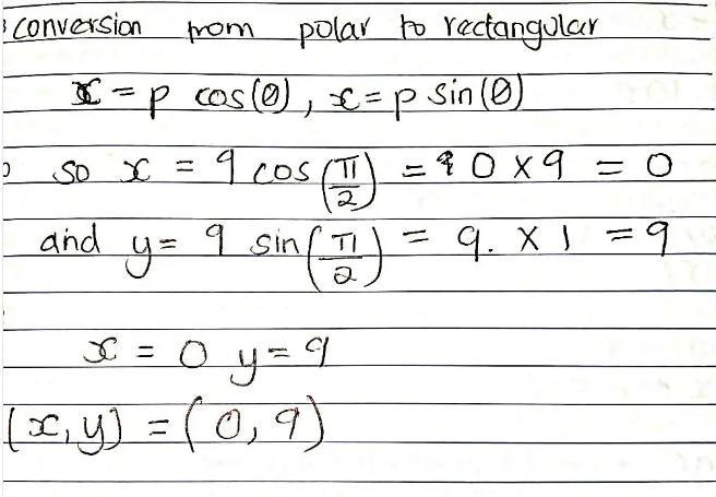 A point is given in polar coordinates. Convert the point to rectangular coordinates-example-1