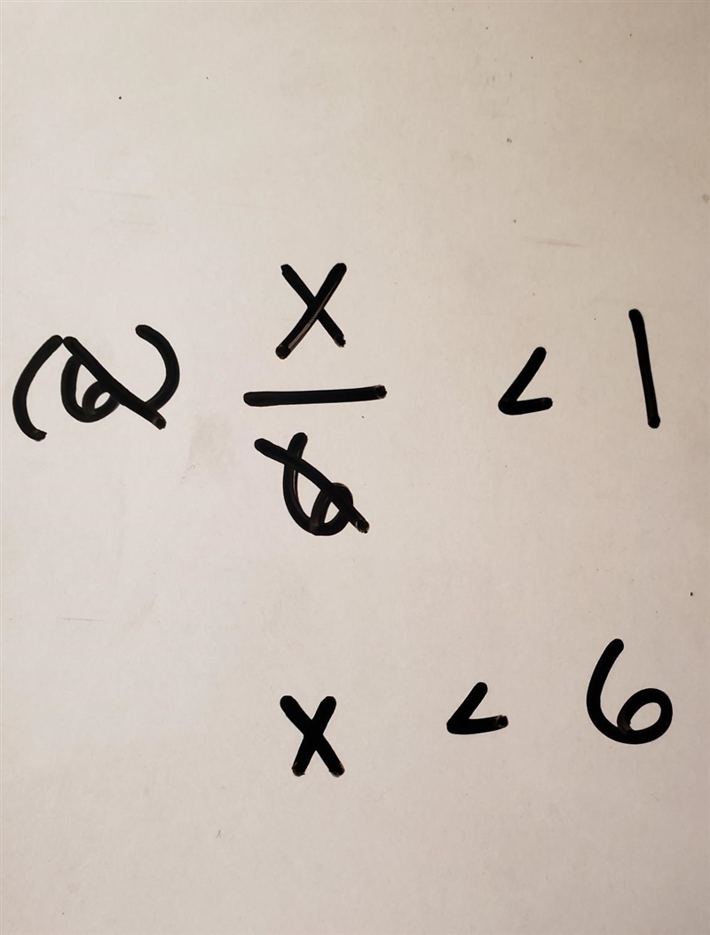 Solve the inequality. x\6 <1-example-1