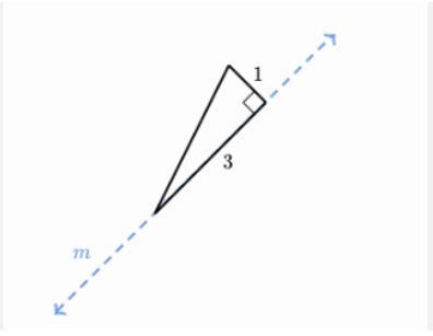 What solid 3D object is produced by rotating the triangle about line m?-example-1