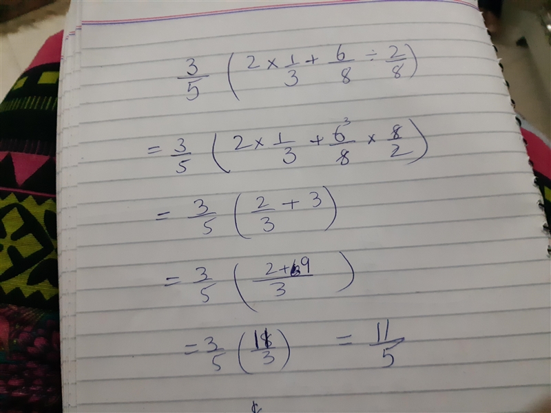 (3)/(5) (2 * (1)/(3) + (6)/(8) / (2)/(8) ) ​-example-1