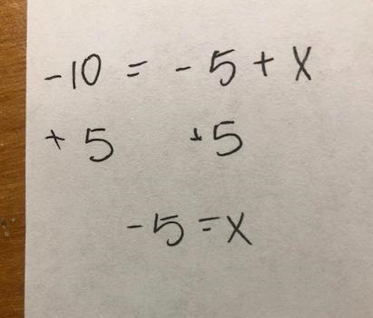 How would I find the solution of -10= -5+x-example-1