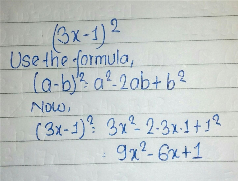 What does (3x-1)^2 equal?-example-1