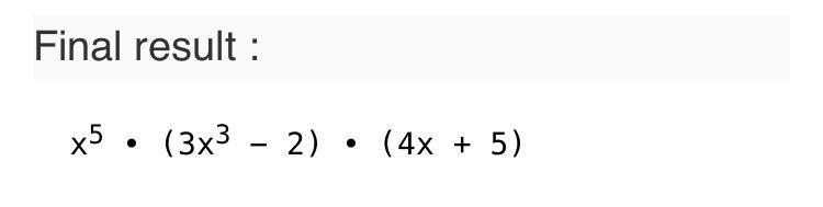 What is the product? (X4)(3x3-2)(4x2 +5x)-example-1