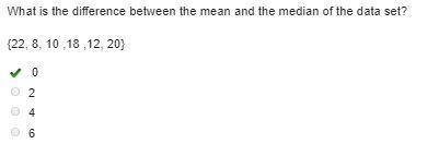 What is the difference between the mean and the median of the data set? {22, 8, 10, 18 ,12, 20} A-example-1