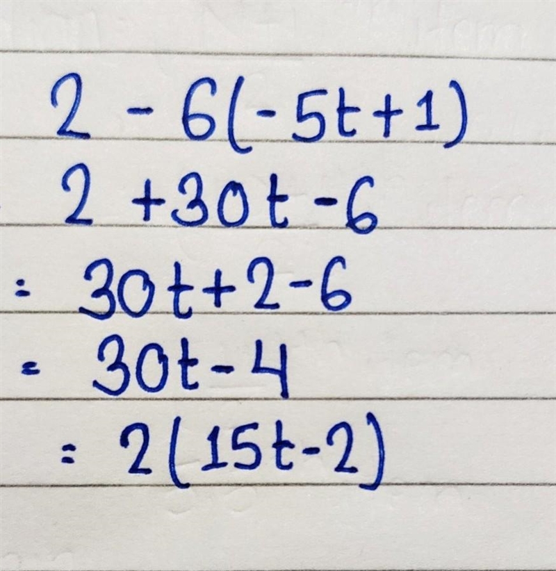 QUICK!!! SOLVE THIS PROBLEM!!! 2-6(-5t+1)-example-1