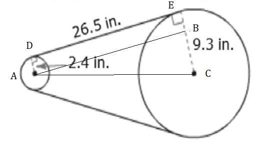 A dirt bike chain fits tightly around two circular gears. Find the distance between-example-1