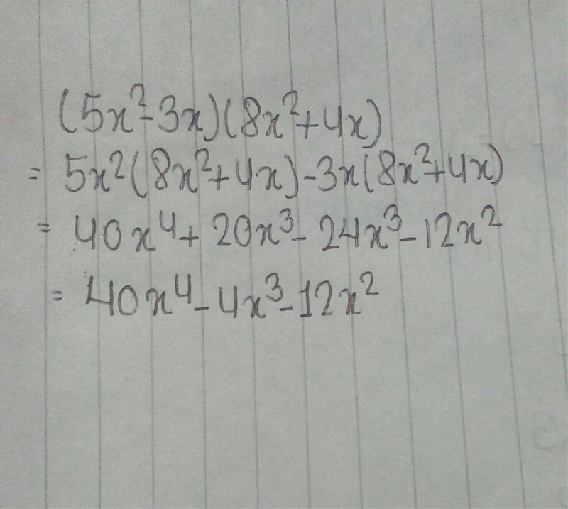 Multiply (5x^2-3x)(8x^2+4x-example-1