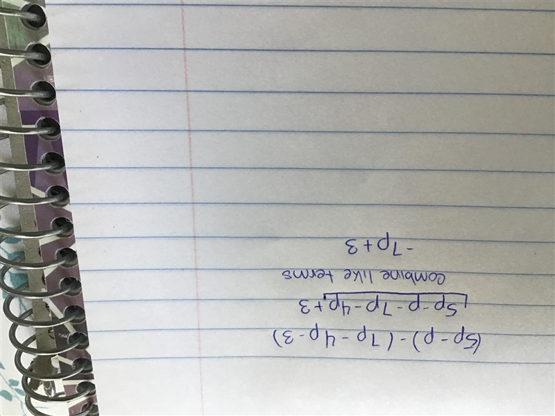 Subtract. Your answer should be a polynomial in standard form. (5p – p) – (7p? — 4p-example-1