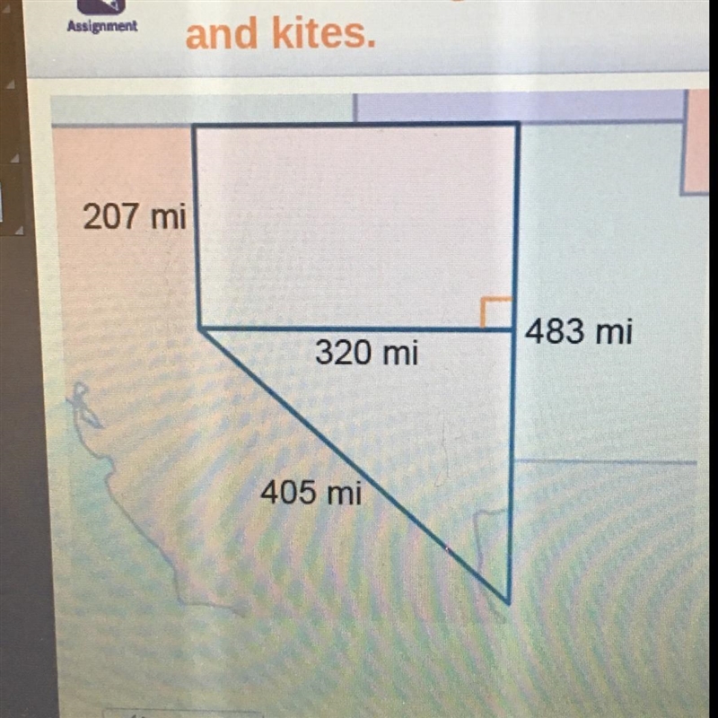 Hien would like to estimate the area of Nevada using a trapezoid. She uses the dimensions-example-1