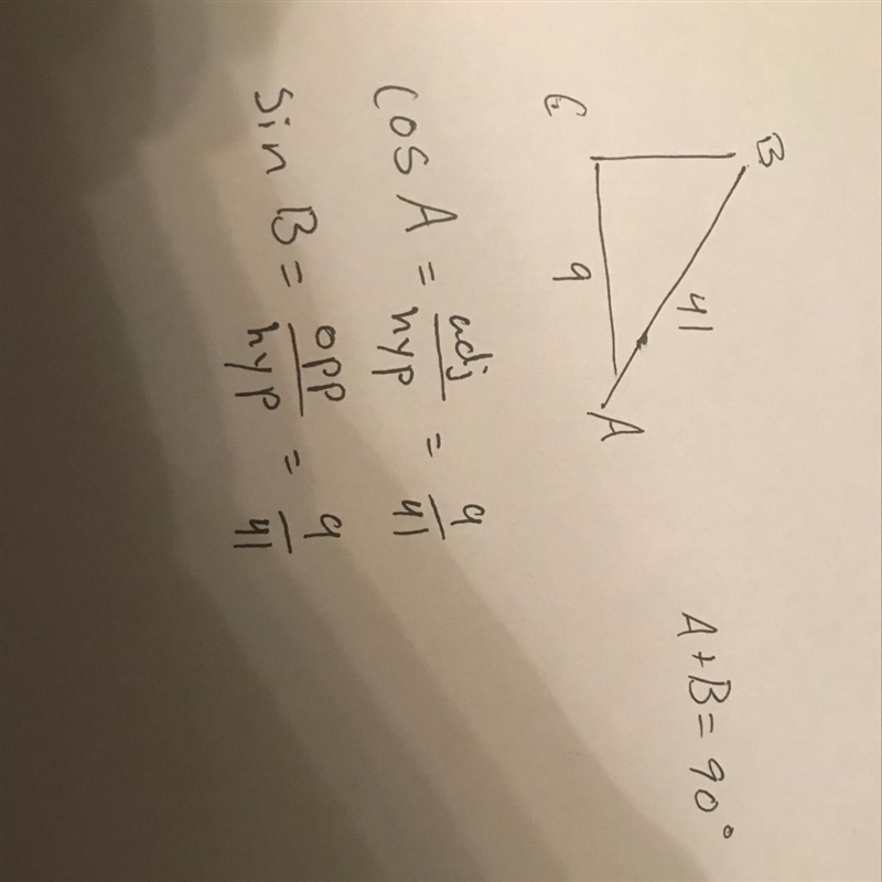 In right triangle ABC, angle A and angle B are complementary angles. The value of-example-1