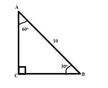 Triangle A B C is shown. Angle A C B is a right angle, angle C A B is 60 degrees, and-example-1