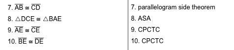 Given: ABCD is a parallelogram. Diagonals AC, BD intersect at E. Prove: AE = CE and-example-2