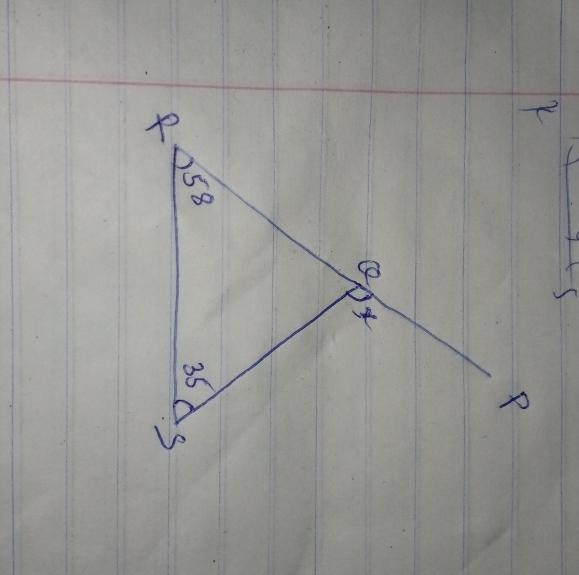 Triangle Q R S is shown. Line R Q extends through point P. Angle Q S R is 35 degrees-example-1