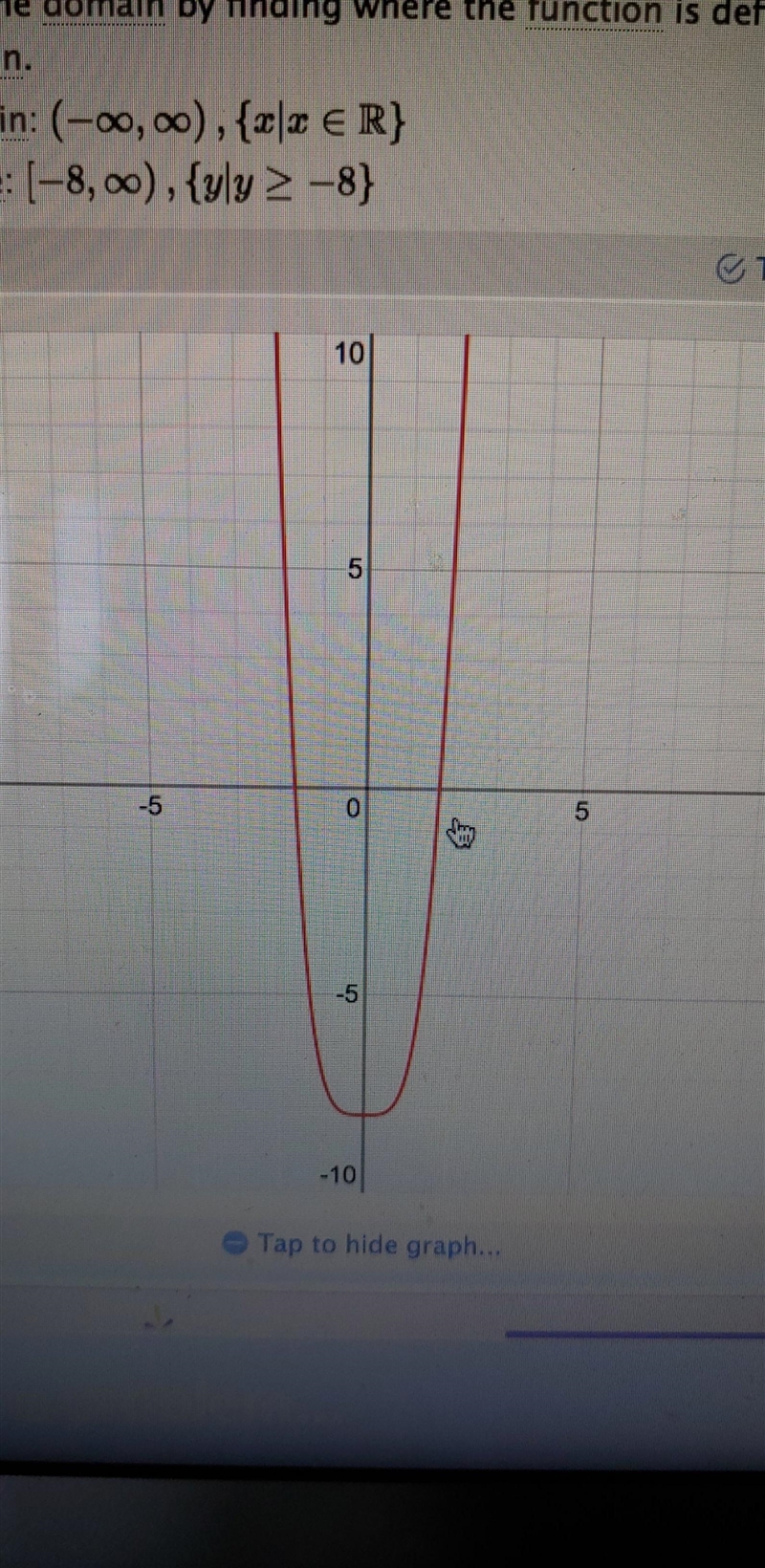 What are the domain and range of the function f(x)= x4 -2x2 -4-example-1