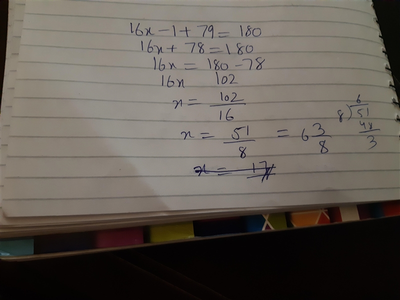 16x-1+79=180 What is the answer?-example-1