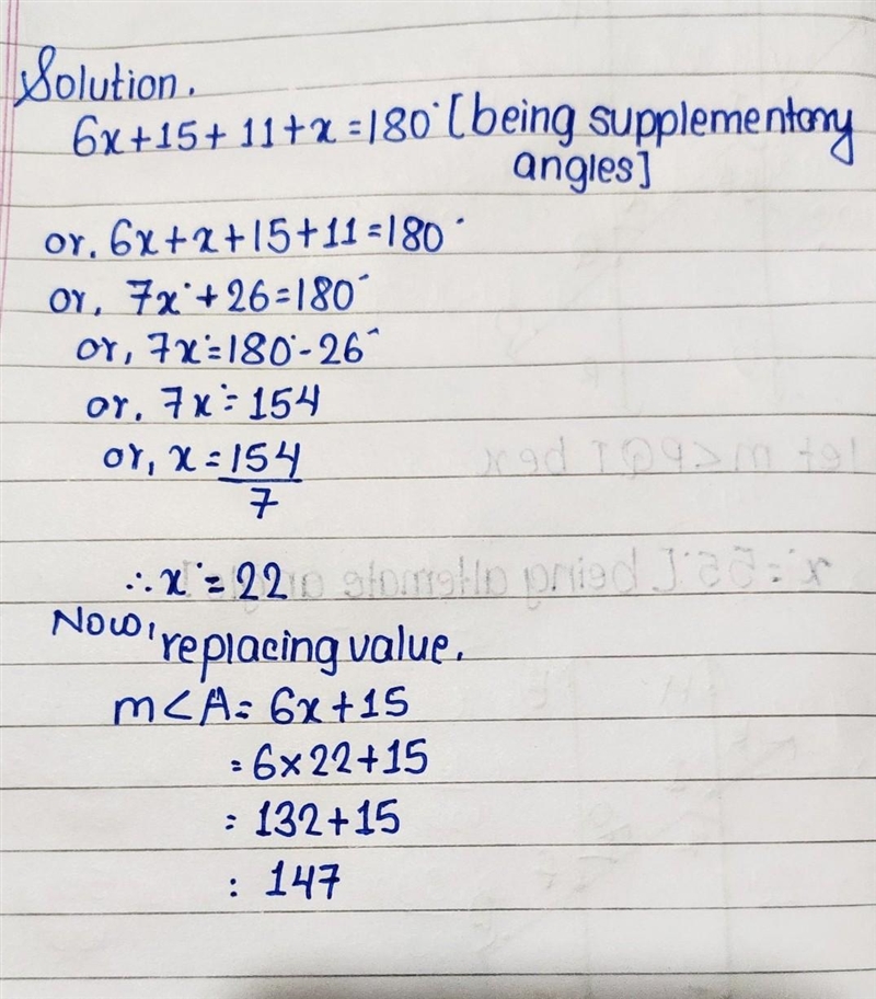 12. A and B are supplementary. If m A = (6x + 15) and m B = 11 + x®, find m.A. (Type-example-1