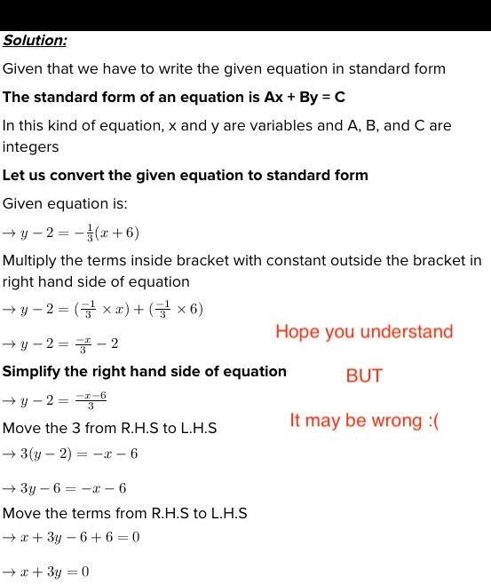 What is y+2=3/2(x+6) in standard form-example-1