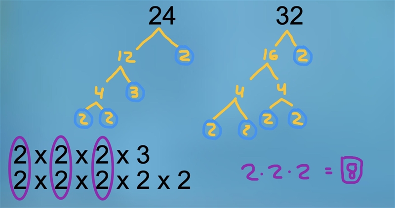 The GCF of 24 and 32 is-example-1