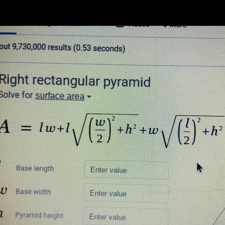 Calculate surface area of pyramids-example-1