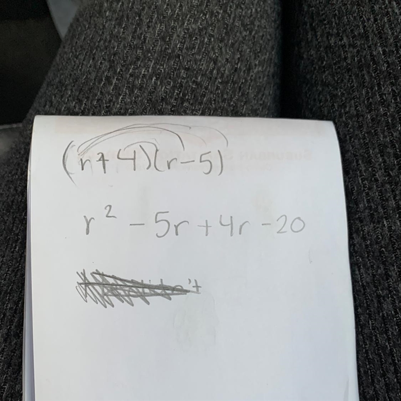 Carter writes the expression for the area of a deck with a width of r + 4 and a length-example-1