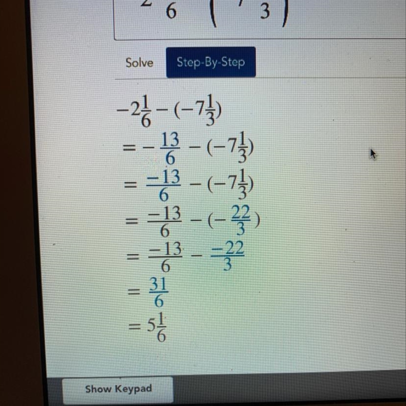 Simplify -2 1/6 -(-7 1/3)-example-1