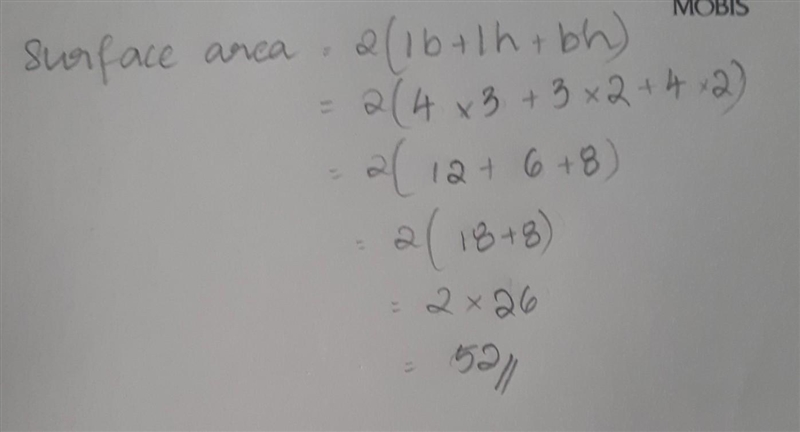 What is the surface area of the prism in square feet? 3ft 4ft 2ft 9 square feet 24 square-example-1