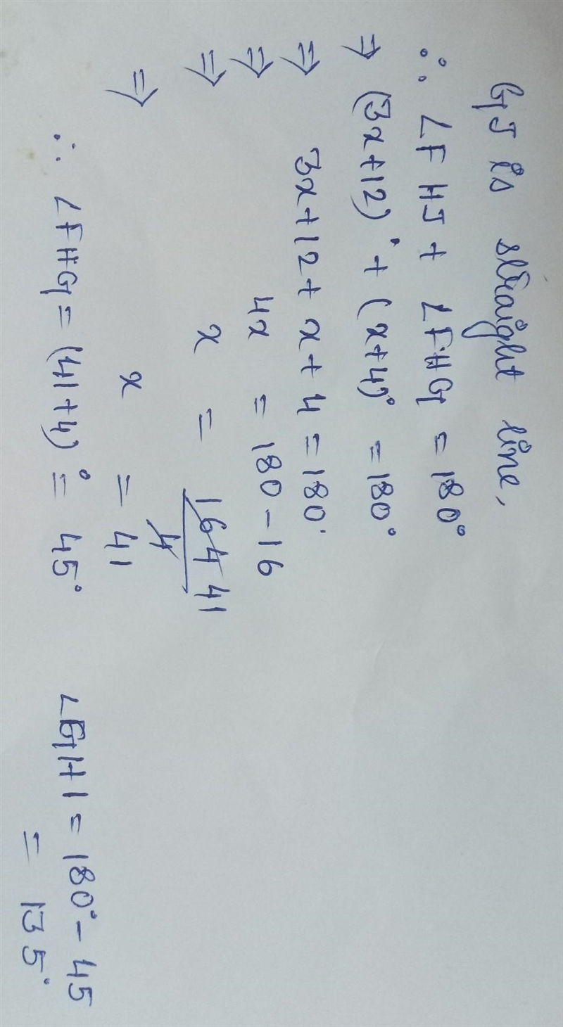 4. What is the measure of ZGHI in the figure below? j (3x + 12) (x + 4) A 41° B 45° c-example-1