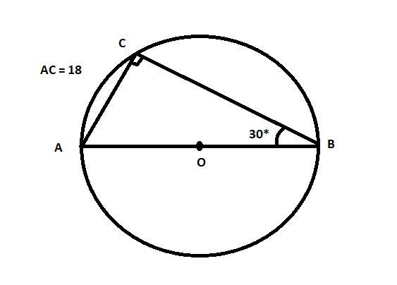 A right △ABC is inscribed in circle k(O, r). Find the radius of this circle if: m-example-1