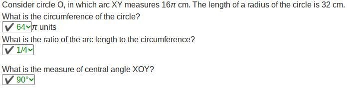 Consider circle O, in which arc XY measures 16π cm. The length of a radius of the-example-1