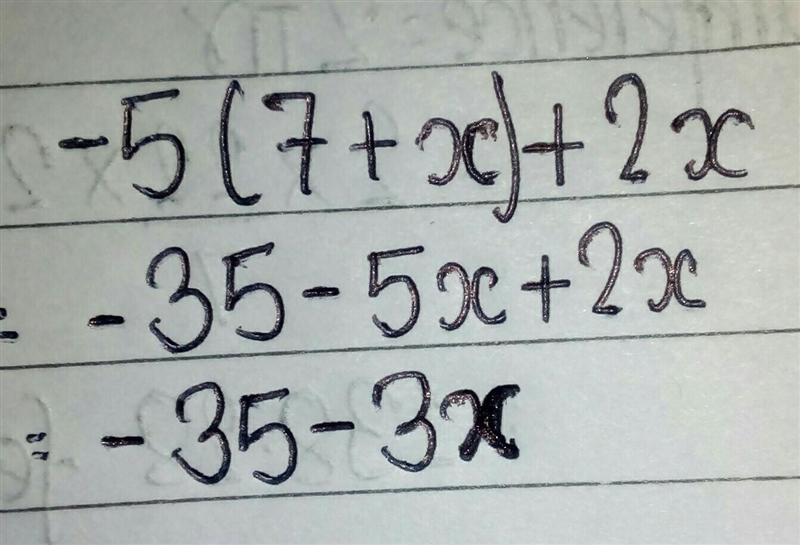 Simplify – 5(7 + x) + 2x.-example-1